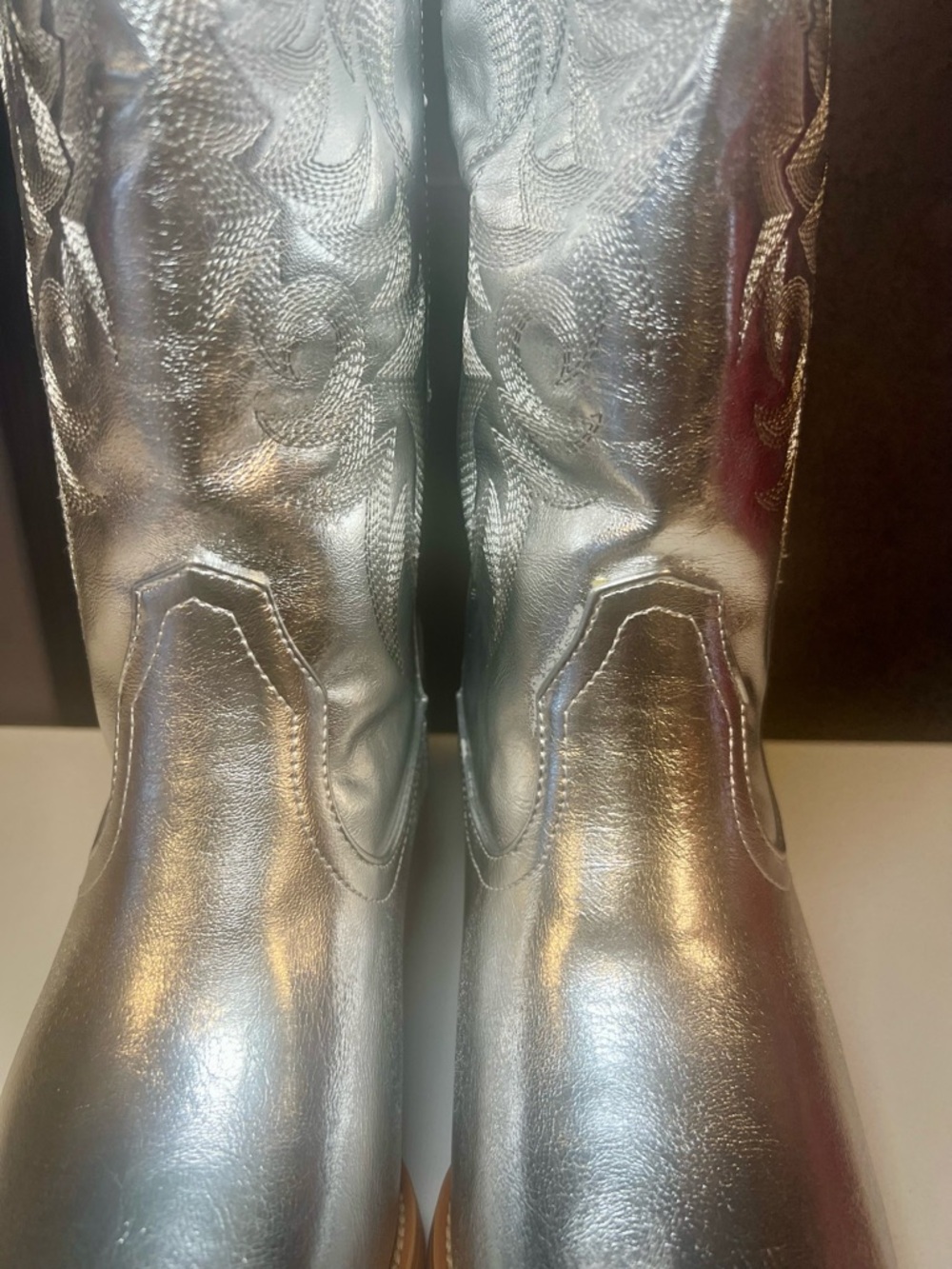 Silver Metallic Cowboy Boots Western Size 7 - Picture 5 of 13